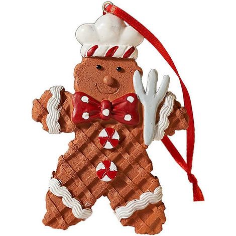 Décorations de Noël en forme de bonhomme en pain d'épice, décorations à suspendre au sapin de Noël, fournitures pour la décoration de fête-10.5X7X1CM-Brown (1/3)