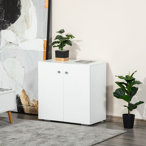 Blanc 70x39x70 cm - Salon Buffet doté de 2 portes Armoire auxiliaire avec 2 étagères pour les livres Vêtements Jouets Style moderne (1/4)