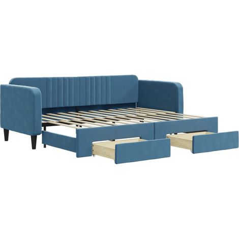 vidaXL Letto con cassetti - Divano Letto Estraibile con Cassetti Blu 80x200 cm Velluto (1/5)