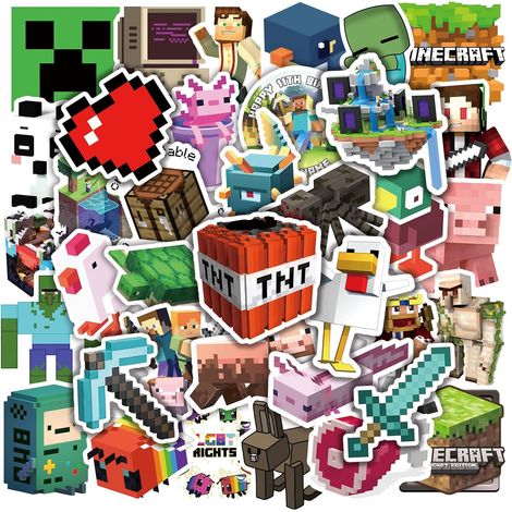 100 autocollants Minecraft imperméables pour enfants et adultes, autocollants de jeu pour récompenser et décorer les bouteilles d'eau (1/5)