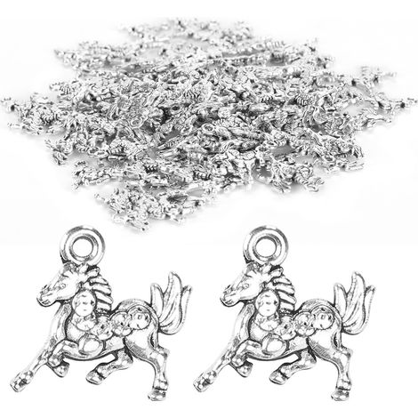 100Pcs Horse Pendant Alloy Material Perforated Bracelet Keychain DIY Jewelry Supplies (1/5)