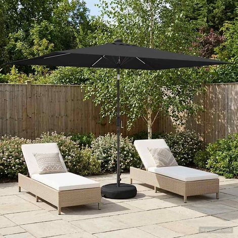 Parasol de jardín con luces LED y base 200 x 300 cm Poliéster