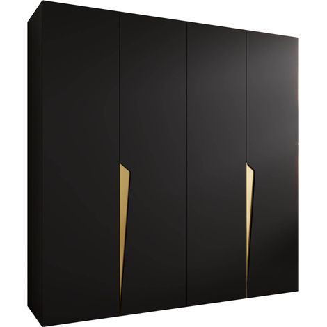 Armario Hartford 605, Negro, 202x200x52cm, Puertas de armario: Con bisagras, Número de estantes: 0