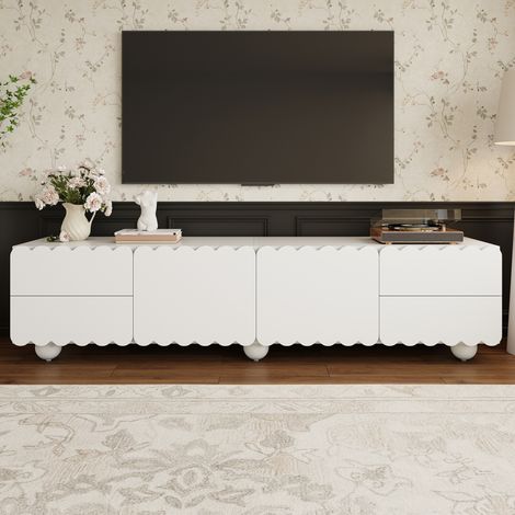 Mobile TV 175x38x37cm versatile per soggiorno e ufficio MDF e pannelli truciolari angoli arrotondati superficie resistente (1/5)