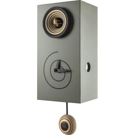 Orologio a Cucù da Parete 13X25X12Cm Pirondini Italia Spirale Grigio Cemento