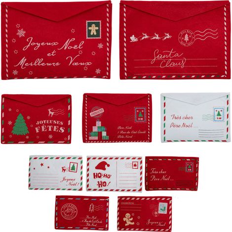 Déco de sapin Lot de 10 Enveloppes feutrine Rouge et Blanc - Feeric Christmas (1/5)