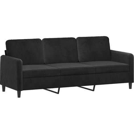Sofá de 3 plazas terciopelo negro 180 cm vidaXL