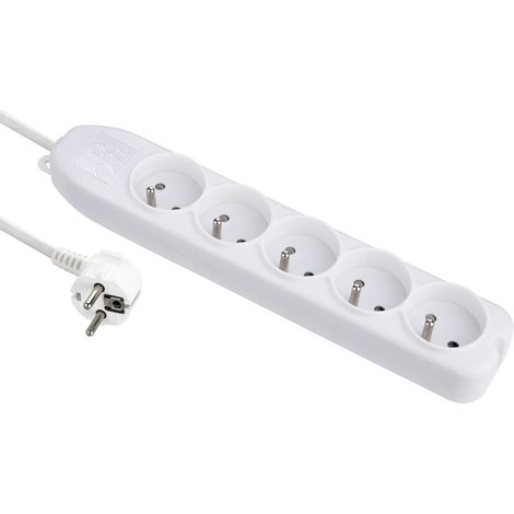 Basic Bloc Multiprises 5 Prises Section 3G1 mm, Blanc, Longueur 1,5M