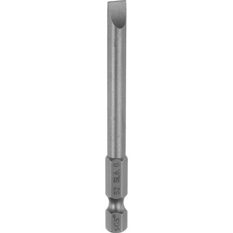 Embout de Tournevis Plat Magnétique SL6 de 6 mm en Acier S2 Embout de Tournevis à Tête Plate 1/4" Tige Hexagonale Embout de Tournevis 3" de Long (1/5)