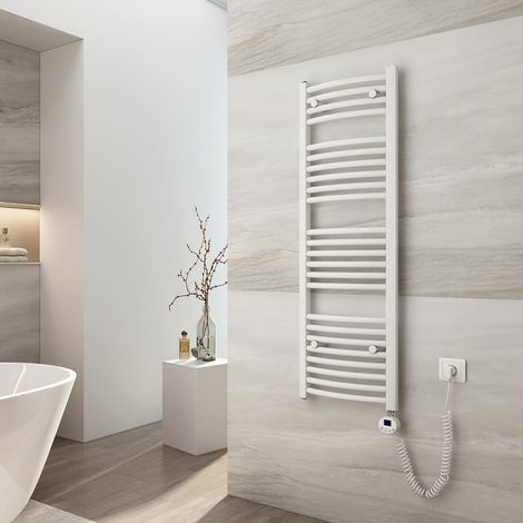 EMKE Radiador Toallero Eléctrico para Baño, Secatoallas eléctrico con termostato, Blanco 500 vatios 120x40cm