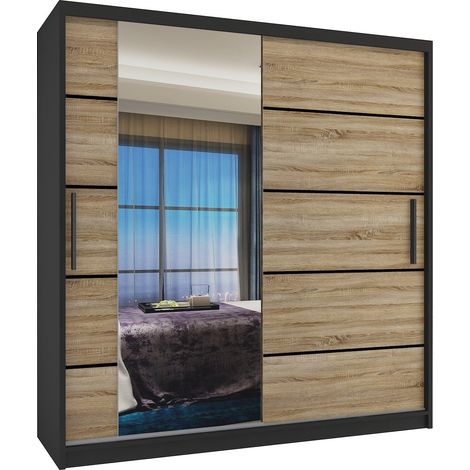 Schiebeschrank Belini 158 cm Mit Schubladen mit Spiegel eiche wotan eiche sonoma Hersteller (1/3)