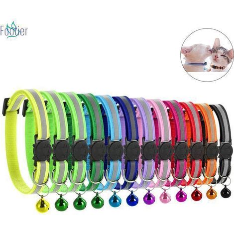 FOOTIER 12 Pièces Collier de Chat, Collier Anti-étranglement pour Chat Collier pour Chat avec Sangle Réfléchissante et Cloche (1/5)