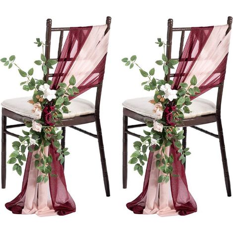 [Flores Artificiales] Juego de 2 flores artificiales para decoración: Juego de 2 flores artificiales para sillas de ceremonia, ocasiones festivas y decoración de fondos con cortinas y pantallas. (1/5)