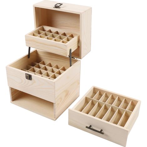 Organizador de botellas de aceite, 3 niveles, 59 compartimentos, color madera. (1/2)