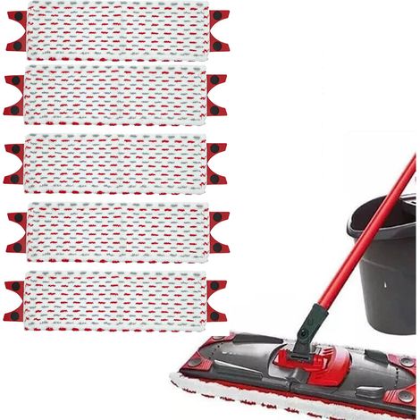Fundas para escobas Vileda, paquete de 5 unidades, 13,5 cm x 51 cm, rayas largas rojas y grises. (1/5)