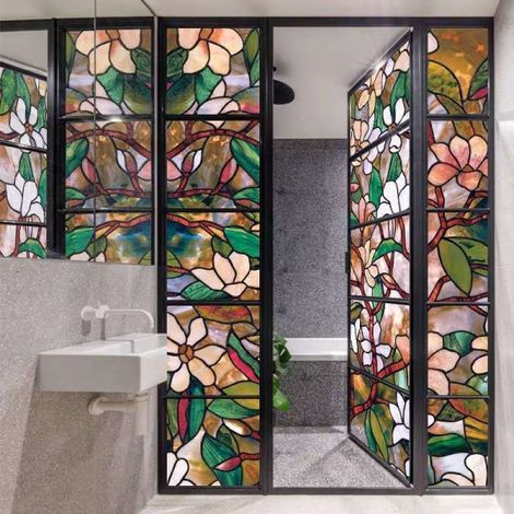 Autocollant statique pour vitres Magnolia en PVC (45 x 200 cm), sans colle (1/5)