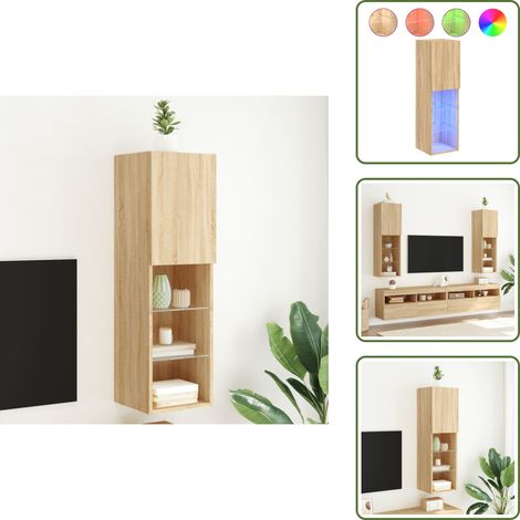 Meuble TV avec lumières LED chêne sonoma 30,5x30x102 cm - Meubles Tv - Meubles Salon - Support Tv - Meuble Hifi - Lumieres Led (1/5)