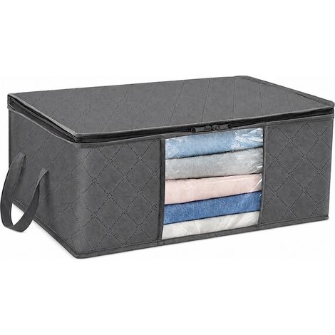 Sac de rangement pour couettes en non-tissé avec fermeture éclair, 35 L/60 L/90 L, organisateur de vêtements et couvertures, idéal pour les déménagements et les emballages. Fermeture éclair noire, 35 (1/5)