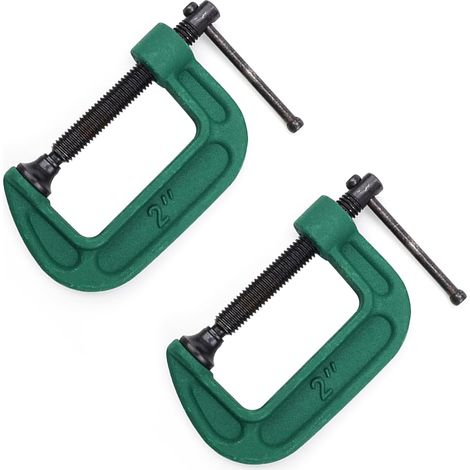 2 C-Klemmen 50 mm  Stahl-Holzbearbeitungsklemmen  Schnellspannen 0–50 mm für Holz & Werkstatt – Grün