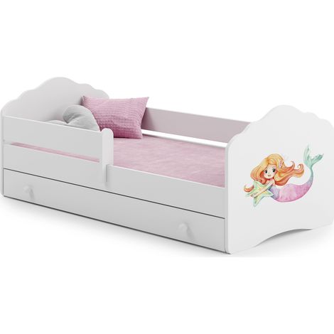 Letto per bambini FALA con cassetto e sponda 140x70 Mermaid