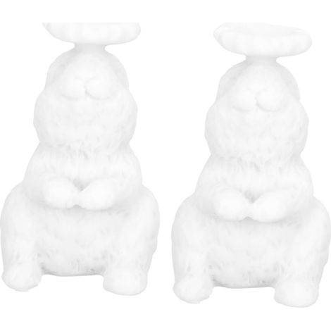 2pièces Sculpture De Lapin Résine avec Base Cristal pour Boules Décoration De Bureau Et Support Multifonctionnel pour Objets Jade (1/5)