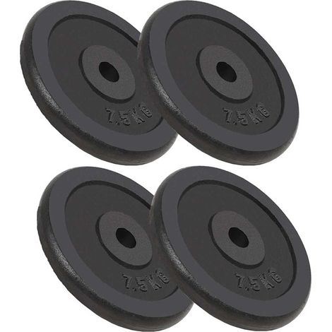 vidaXL Discos de pesas de hierro fundido 4 uds 4x7,5 kg (1/4)