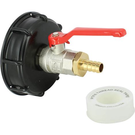 Raccord cuve S100X8 - Vanne laiton + Embout droit 13 mm (1/2)