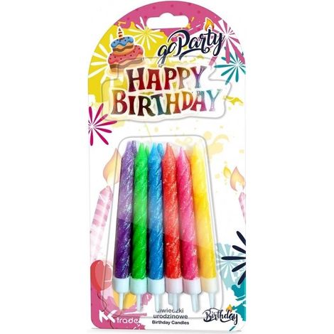 Candeline di compleanno a spirale al neon da 8 cm, confezione da 12 pezzi