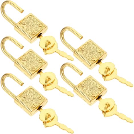 Sets de Mini-cadenas Vintage avec Clés en Plastique Or Lot de 5 Serrures Décoratives Légères Style Rétro pour Coffres et Boîtes en Bois (1/5)