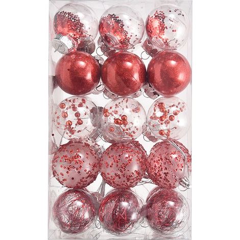30Pcs Boules de Noël 6cm Décoration Arbre Noël Boule de Noël en Plastique Ornement Suspension Décorative Scintillante pour Noël (1/4)