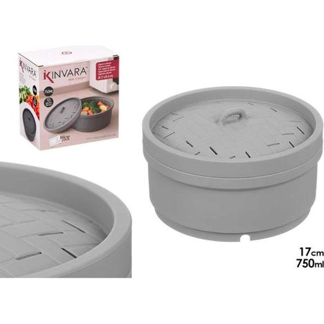 KINVARA vaporera silicona gris 17,5x17,5x10,5 cm , Vaporera de silicona gris 17,5 x 17,5 x 10,5 cm, un accesorio de cocina práctico y versátil para cocinar alimentos al vapor de fo (1/4)