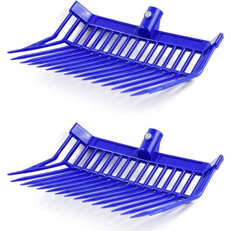 Lot de 2 fourches à fumier de rechange, fourche à fumier, râteau à fumier de cheval, pour ramasser le fumier, élimination stable des déchets, bleu (1/5)
