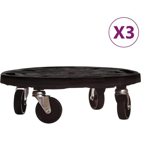 Maison Exclusive - Carrelli per Piante con Ruote 3 pz Diametro 40 cm Neri 275 kg (1/5)