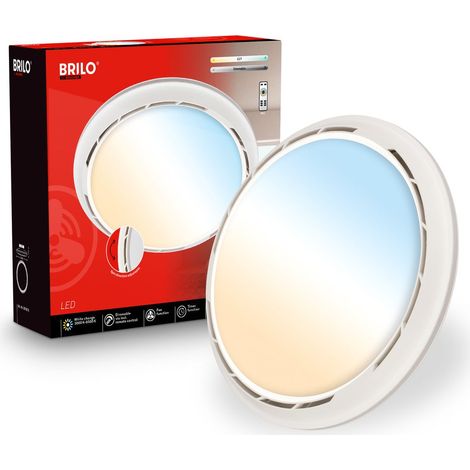 Briloner Plafonnier ventilateur télécommande Ø44cm rond 23,5W 2700lm 3000K-6500K blanc chaud à blanc lumière du jour 6 vitesses blanc - Ventilateur lampe chambre salon (1/4)