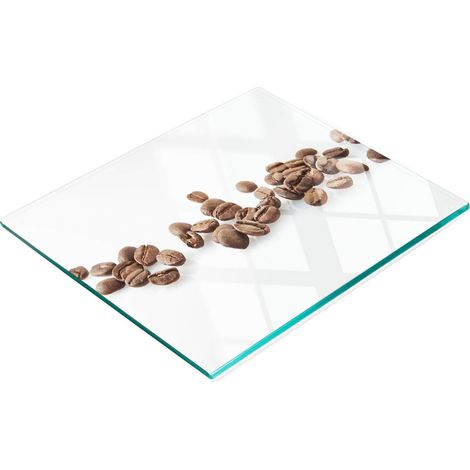 Tabla de cocina de vidrio duradera y elegante con estampado de granos de café, 60x52 cm. (1/5)