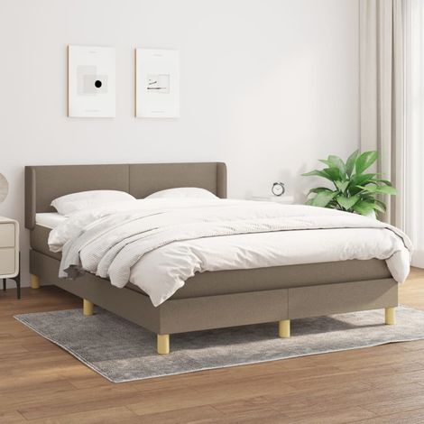 Lit Adulte - Lit à sommier tapissier avec matelas - Meuble de Chambre à Coucher - Taupe 140x200 cm Tissu XJDT645716 (1/5)