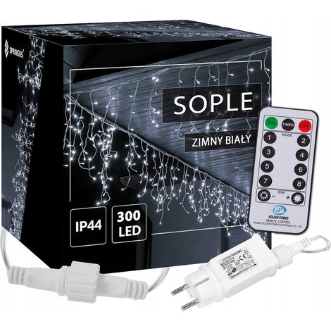 LUCI TENDA LUMINOSA 300 LED IP44 BIANCHE TELECOMANDO