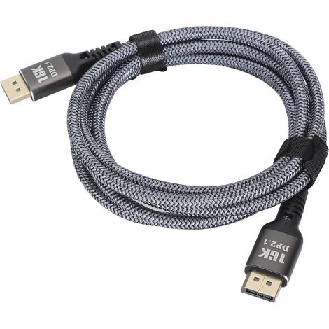 Câble DisplayPort 2.1 16K 30 Hz 40 Gbit/s 3D HDR dynamique mâle-mâle pour FreeSync et G-Sync, compatible avec les écrans de jeu, longueur 2 m. (1/5)