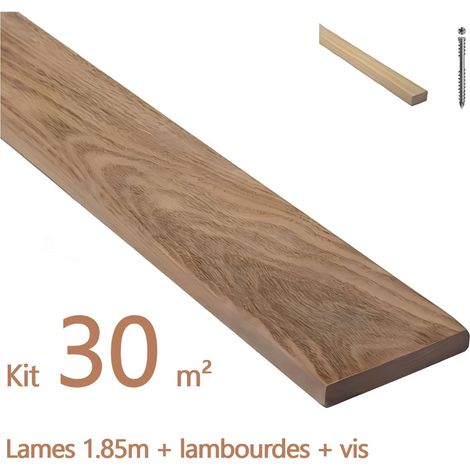 Kit terrasse de 30m² en bois exotique CUMARU Longueur des lames : 1850mm