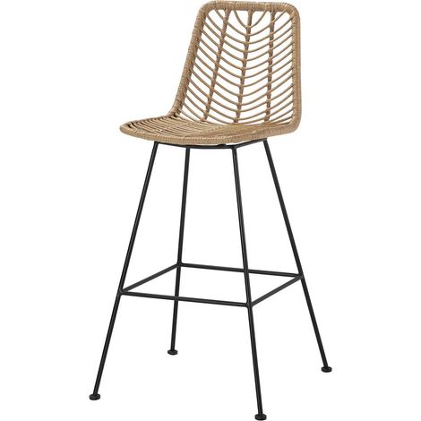 Natürlicher synthetischer Rattanhocker Schwarz 53X58X109Cm (1/5)