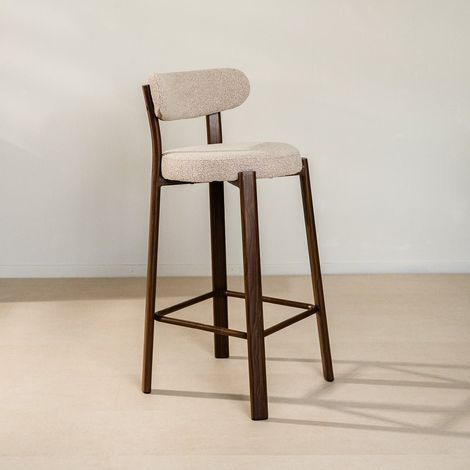 Tabouret de bar bouclé couleur sable Aiko - structure aspect