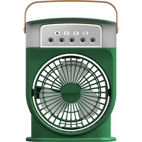 Mini climatiseur portable 4 en 1, silencieux, ventilateur portable, mini refroidisseur, climatiseur à eau Type-C avec minuteur (vert) (1/5)