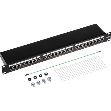 CAT 7 Shielded Patch Panel 24 Ports - 10Gbps 1U 19 Inch Server, Rack (1/5)