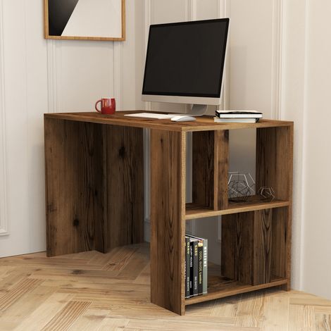 Schreibtisch Corfinio, 3 Ablagen, 4 Fächer, Platte Farbe Braun, 120x60x75h cm Nussbraun (1/5)