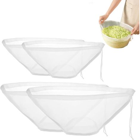 Bolsas de nailon para leche vegetal,Juego de 4,Diseño en forma de cuenco,Para filtrar leche vegetal y zumos de frutas (1/5)