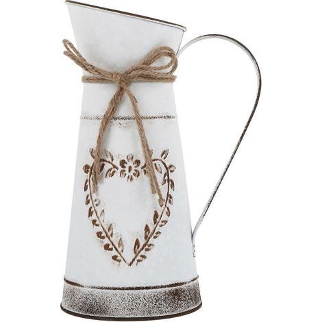 Metallvase im Vintage-Stil, Blumentopf aus Eisen, dekorativer Blumenkübel fürs Büro – 20,50 x 14,50 x 10,00 cm – Weiß (1/3)