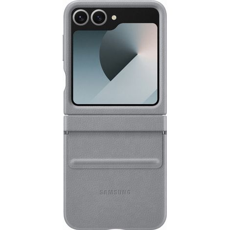 Custodia per Samsung EF-VF741PJEGWW Z Flip6 F741 grigio/grigio con patta in ecopelle (1/4)