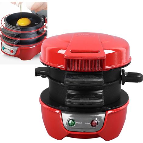 Tostadora eléctrica para sándwiches (600 W) con cesta para huevos, aluminio con revestimiento antiadherente, fácil de limpiar para una cocción rápida, enchufe europeo de 220 V. (1/5)
