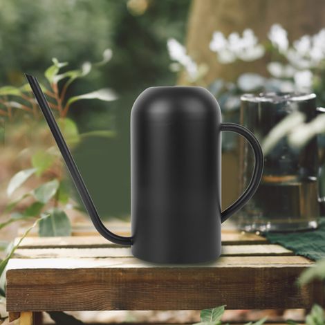 Arrosoir à long bec en acier inoxydable 1,5 L pour l'irrigation des fleurs et plantes de jardin - Outil d'irrigation noir (1/5)