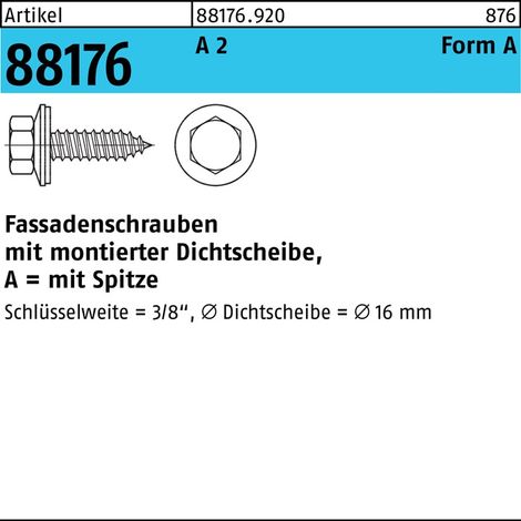 Vis pour façade R 88176 m.Dichtscheibe/Spitze DxLmm